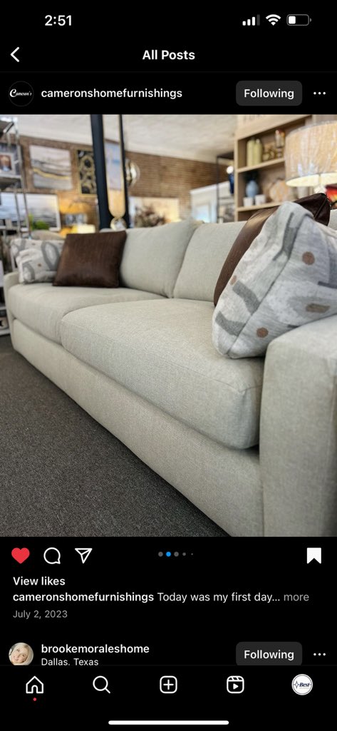 The Harpella provides ample space to stretch out. 😍 Two loose back cushions feature zipper access in the bottom so you'll have access to pillow fiber adjustment and personalization!! You would love it! ✨😍🙌 Cameron's Home Furnishings