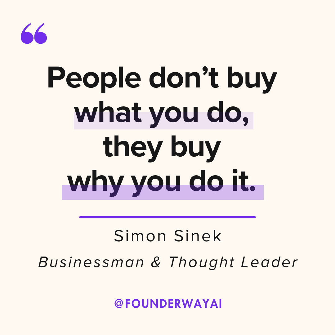 FounderWayAI's tweet image. 💡In the world of #startups &amp;amp; #marketing, it's not just about what you offer, but why you offer it. 

🔍 Connect with your audience by sharing your passion &amp;amp; vision. Put authenticity &amp;amp; purpose at the heart of your #brand

#Branding #Business #StartupTips #Messaging #AIStartup #AI