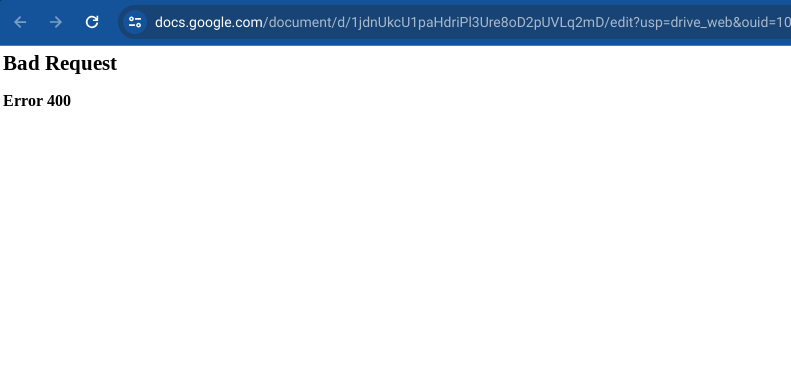 _suryb_'s tweet photo. @googledocs Getting a bad request on opening any file? sheets or docs? Hopefully not widespread? https://t.co/F3GNaoo5xC