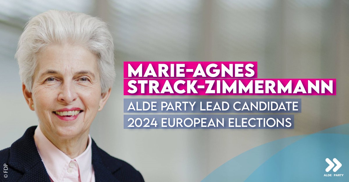 🇪🇺 Campaign News Alert! <a href="/MAStrackZi/">Marie-Agnes Strack-Zimmermann</a> has been nominated by <a href="/fdp/">FDP</a> to be the #ALDEParty lead candidate for the upcoming European elections in June.

With a lifelong commitment to liberal values and expertise in defence, her vision for a secure and innovative Europe will push our