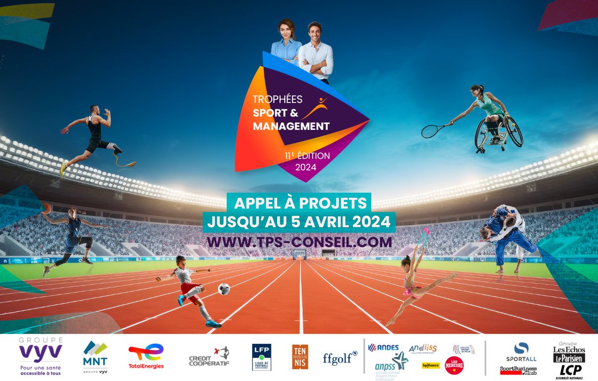 Trophées Sport &amp; Management 2024 : la période d'appels à projets est ouverte, candidatez dès maintenant ! ➡ bit.ly/3Vg9wSW

Un partenariat Groupe <a href="/LesEchos/">Les Echos</a>-<a href="/le_Parisien/">Le Parisien</a> axé sur les catégories Start-ups (Les Echos) et Acteurs du sport professionnel (Le Parisien).