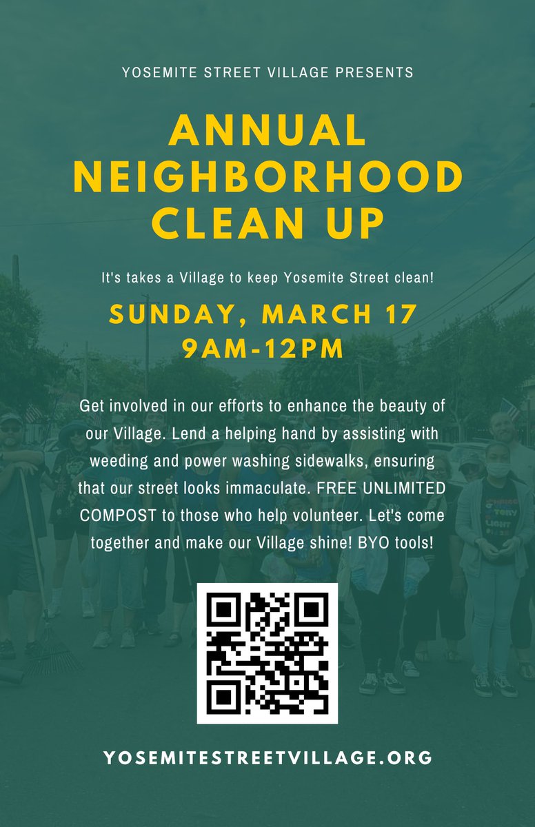 Annual Yosemite Street Village Clean Up in Stockton’s Midtown on Sunday March 17th. Come on out. We’ll be planting a tree, pulling weeds, planting flowers and all volunteers take home lots of composts for their gardens!