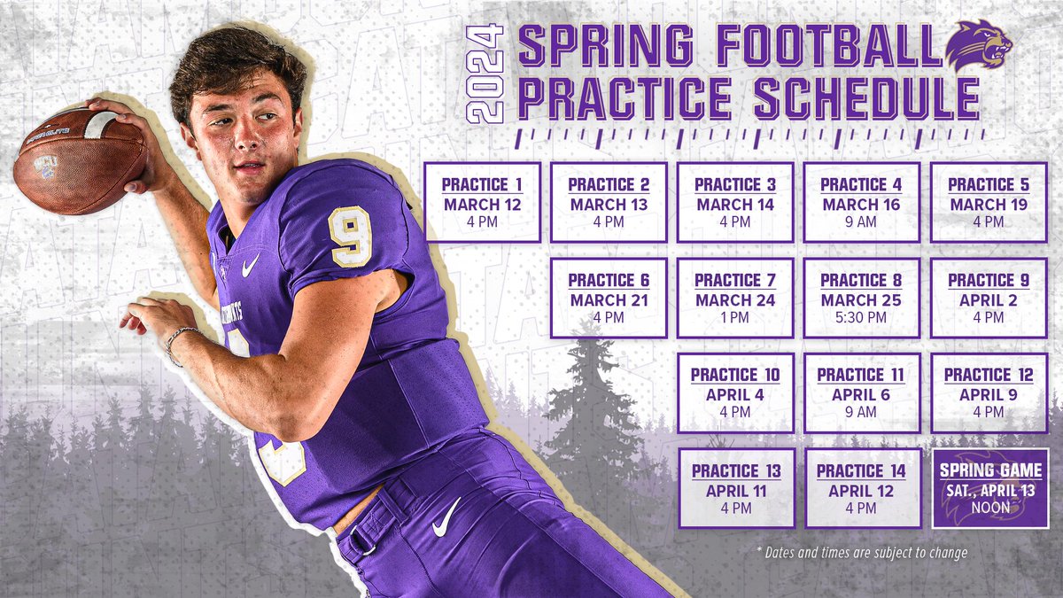 .@CatamountsFB opens its 15-practice annual Spring Drills this afternoon on the turf of Whitmire Stadium / Waters Field. Mark your calendars for Sat., April 13 for WCU's Spring Game! 🔗- tinyurl.com/3556ww8f #CatamountCountry | #LOTE
