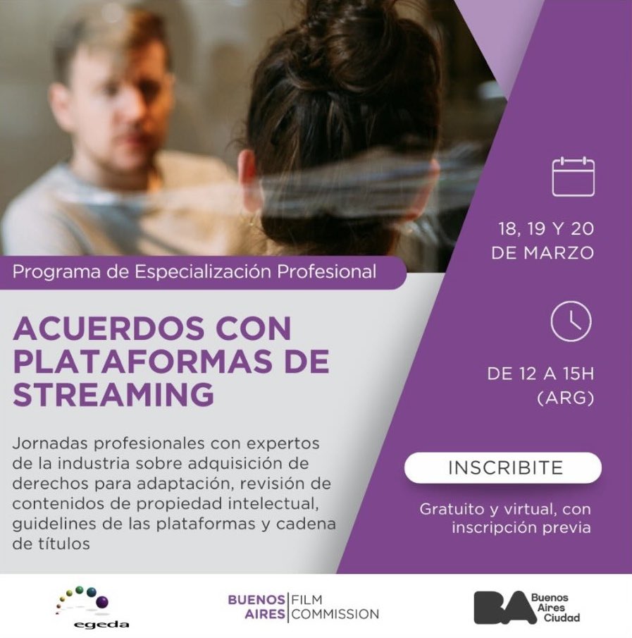 ¡Atención profesionales audiovisuales, editoriales y musicales! 📣 Inscribete para participar en tres jornadas donde expertos de la industria compartirán conocimientos sobre la revisión de contenidos de propiedad intelectual, la cadena de títulos y plataformas 🎬