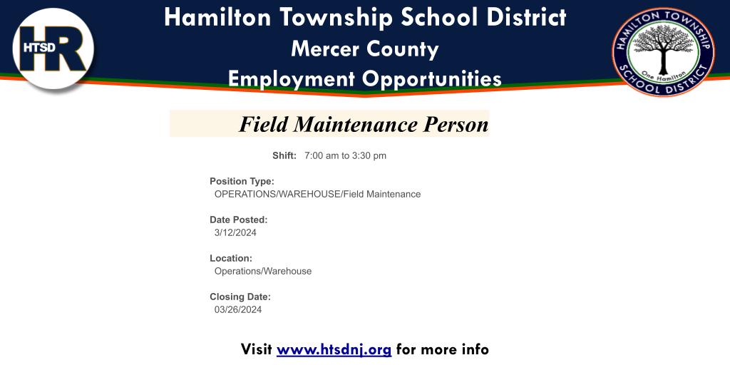Online Employment Application | Open Positions: Field Maintenance Person applitrack.com/hamilton/onlin…
