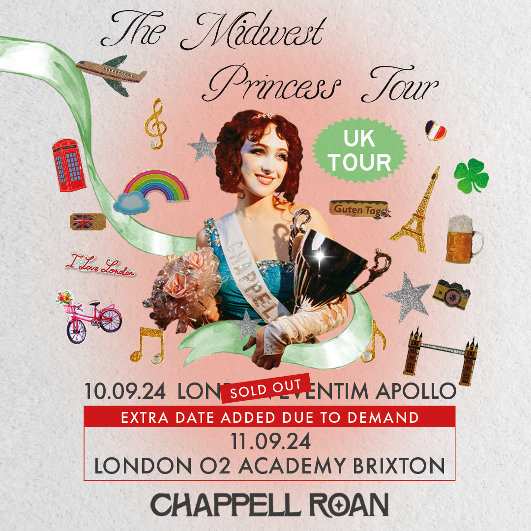 My first London show sold out so we added another one at the O2 Academy Brixton on 11 Sept ( ˘ ³˘)♥︎ Presale is Wednesday at 10 am GMT / 11 am CET with the code PINKPONY. Tickets go on sale Friday at 10 am GMT / 11 am CET 💖💖 iamchappellroan.com/tour/