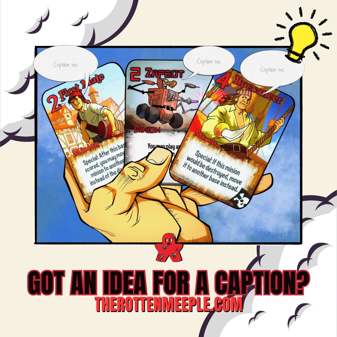 It's your time to shine by making the best caption for our upcoming The Rotten Meeple issue 👀 Anyone can create a caption! Just punch it in the comments or the link below⭐ adamsapplegames.com/comic/communit… #therottenmeeple | #comic | #caption