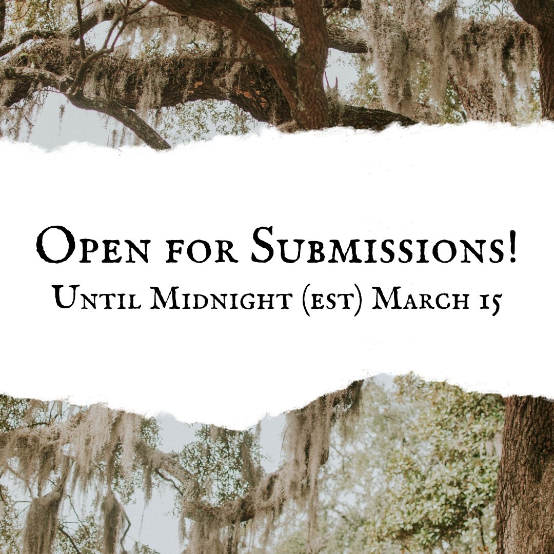 Just ✨THREE✨ days remain to submit your work to @susurrusmag! Send us your gorgeous and compelling, your thoughtful and tender #poetry, #flash, #fiction, #CNF, and #photography--all open to artists across the American South. More at susurrusthemagazine.com/submit