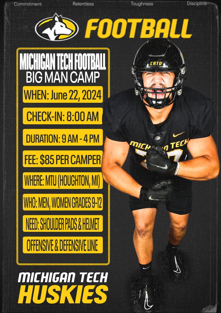 ‼️ Register for The MTU FB Big Man Camp here ‼️
⬇️⬇️⬇️⬇️⬇️⬇️⬇️⬇️⬇️⬇️⬇️⬇️

michigantechrecreation.com/camps/football…