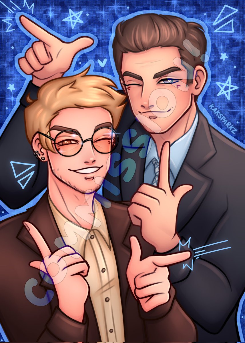‧₊˚ halfbody full render comm for @bvckeyify of their oc cliff & kevin ryan from the abc show castle! (っ˘ω˘ς ) #kaksparkzcommissions