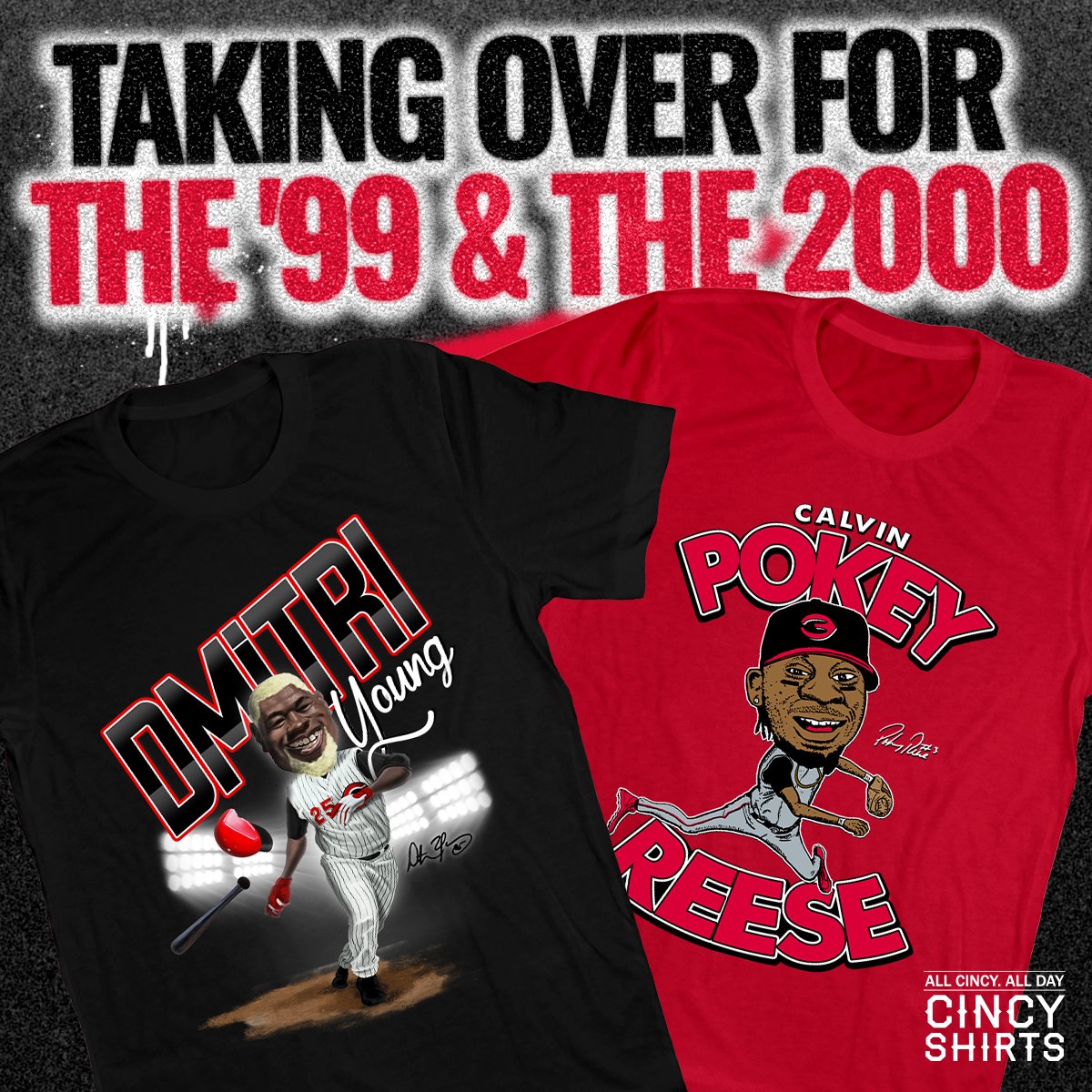 CincyShirts's tweet photo. The grand marshals of the 105th Findlay Market Opening Day Parade are taking it back to the 99's and 2000.
👉 https://t.co/WcnDuHt3uK
.
.
#RedsOpeningDay #ATOBTTR #CincinnatiReds #PokeyReese #DmitriYoung https://t.co/bjr0ekeymz