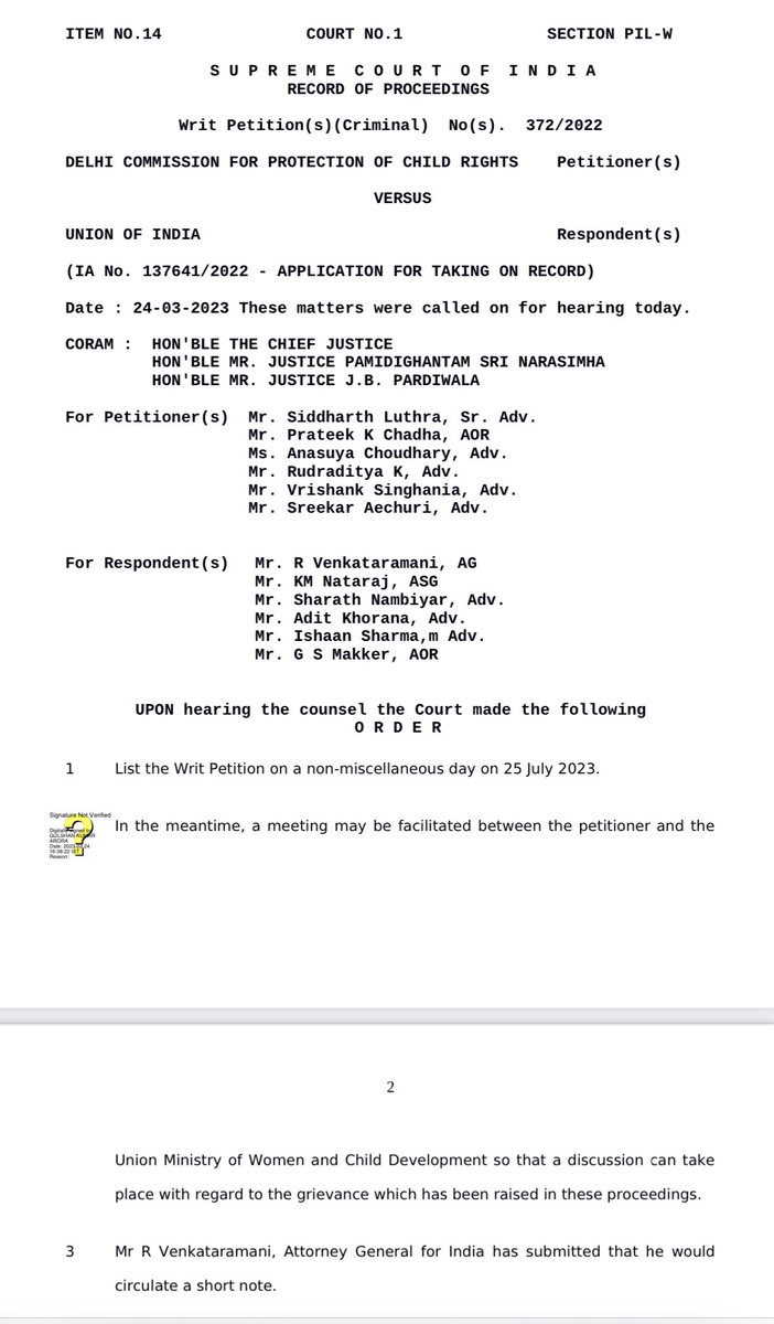 AnuragKunduAK's tweet photo. .@DCPCR challenged constitutionality of Juvenile Justice Amendment Act 2021 in so far as it classifies serious offences against children under the Act as non-cognizable. The Supreme Court instead of adjudicating constitutionality performed role of a broker. Neither party asked https://t.co/jR4LFoWa9B