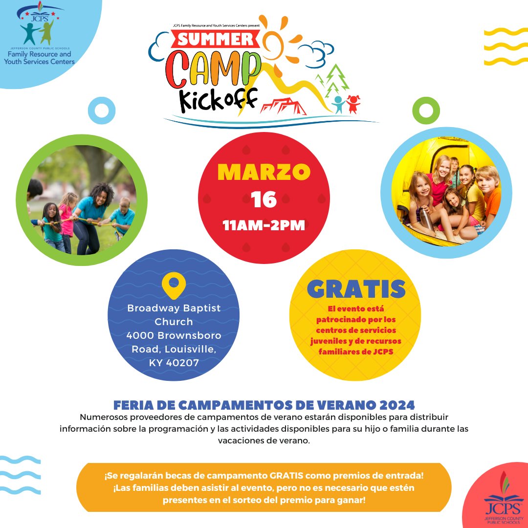 Looking for summer camp plans for Louisville kiddos? Check out the Summer Camp Kickoff from 11 a.m. to 2 p.m. on Sat., Mar. 16, at Broadway Baptist Church, 4000 Brownsboro Road. INFO: facebook.com/PTACAP/posts/p…