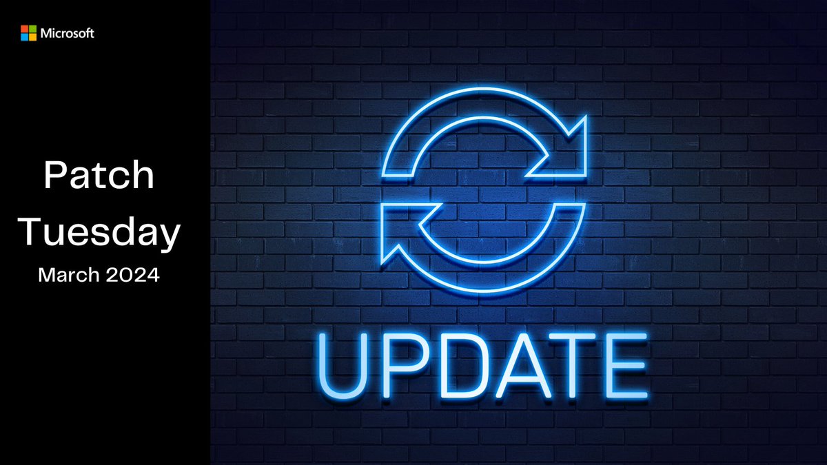 msftsecresponse's tweet image. Security updates for March 2024 are now available! Details are here: msft.it/60119yPTS 
#PatchTuesday #SecurityUpdateGuide