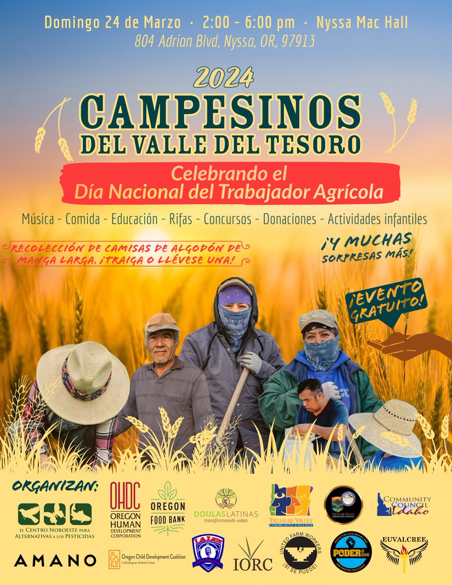PoderofID's tweet image. ¡Esperamos verlos en este evento! Es un evento gratuito y para celebrar a nuestros campesinos que merecen ser celebrados! ¡Gracias por todo lo que hacen!