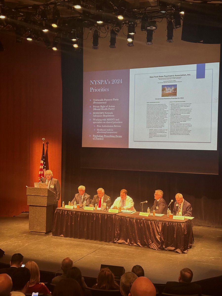NYSPA's Legislative Rep, @Martin4APA, presenting our 2024 priorities at <a href="/MedSocietyNYS/">Medical Society NY</a>'s  Physician Advocacy Day held today in Albany! Thank you to Dr. Martin and our entire Legislative Team! @karin_carreau #telehealthparity #mentalhealthparity #writeRxforpatientsafety