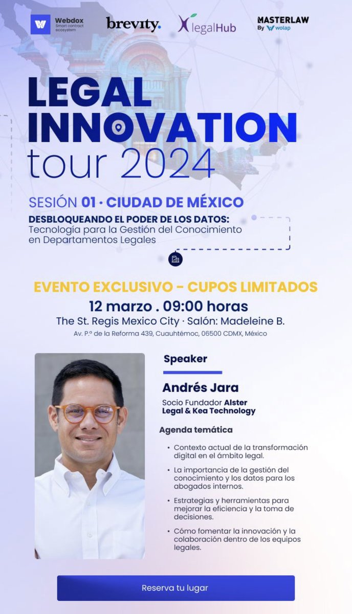 Junto a Webdox CLM, Legal HUB, y Masterlaw by Wolap, en Brevity nos sentimos muy orgullosos del lanzamiento del #legalinnovationtour

Un encuentro con 30 directores legales de las más importantes empresas de México, para hablar de gestión del conocimiento en el ámbito legal