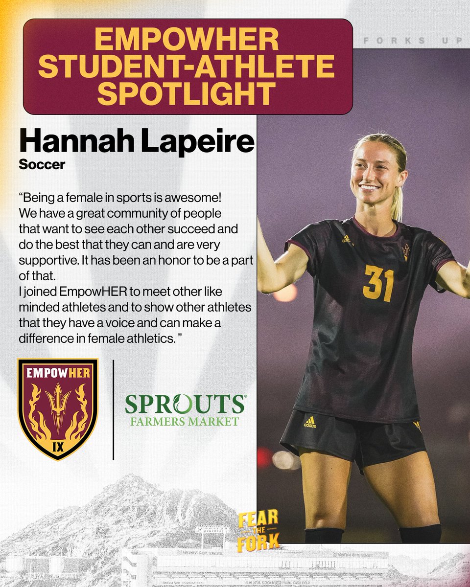 EmpowHER, Powered by Sprouts Farmers Market, was established to foster an environment for female student-athletes to communicate with peers across all sports about a range of topics and to provide nutritional tools.

Today's spotlight features one of our own, Hannah Lapeire!
