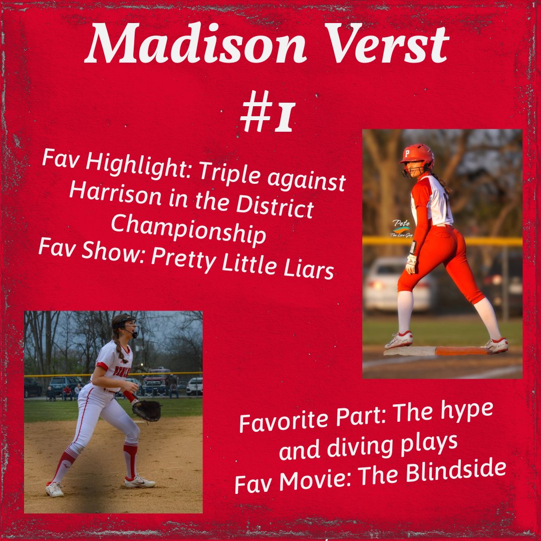 Next up is Madison. Madison is looking to build off of her season from last year. She brings greater leadership to the infield. We are excited to see what she accomplishes this year! Welcome back, #1!