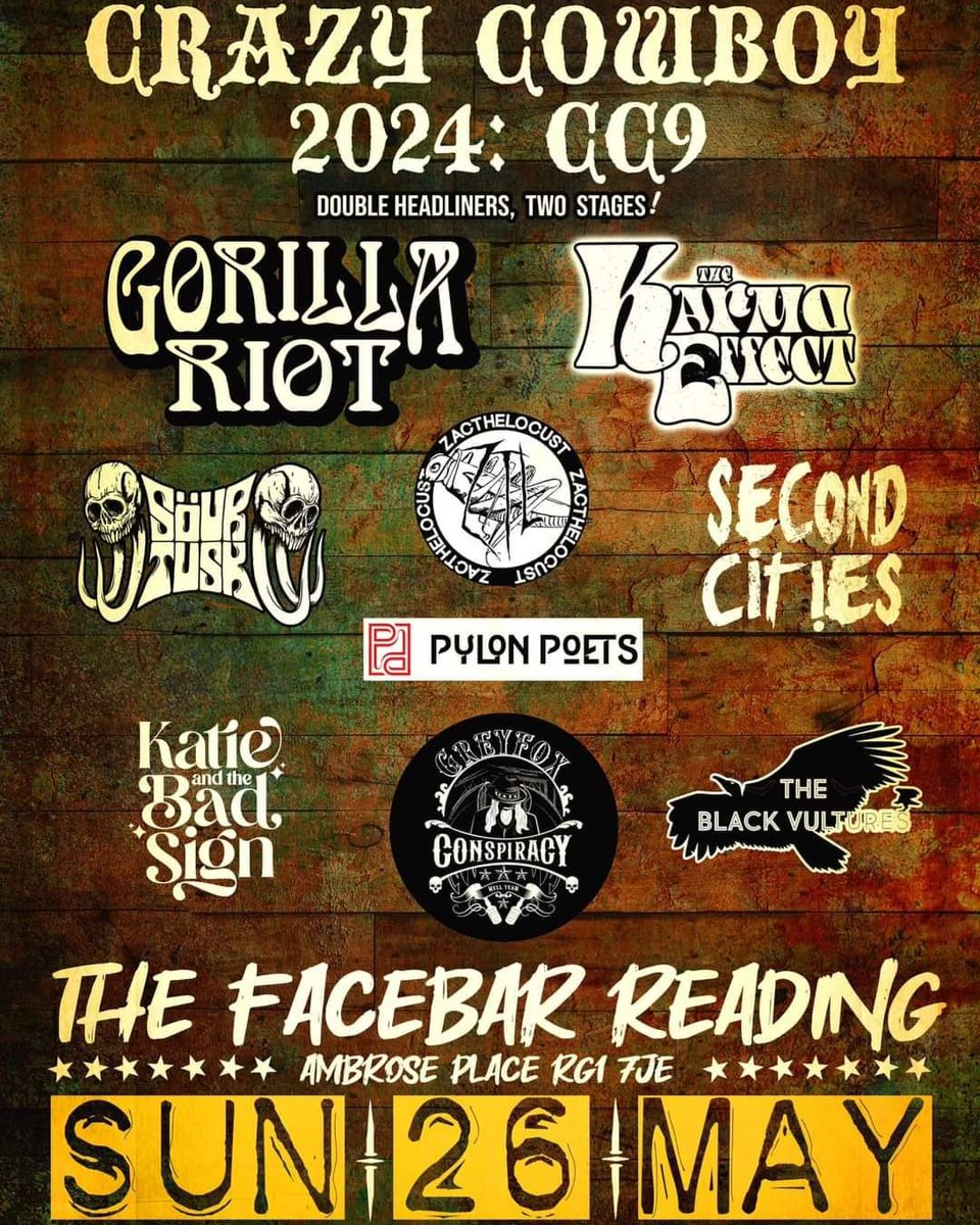 We're coming for you Reading! 🔥 We'll be appearing at the Crazy Cowboy Festival 9 at The Facebar on Sunday 26th May alongside Gorilla Riot, The Karma Effect and the @ForgeAMP1 roster! 💥 🎟️: wegottickets.com/event/600622 #pylonpoets