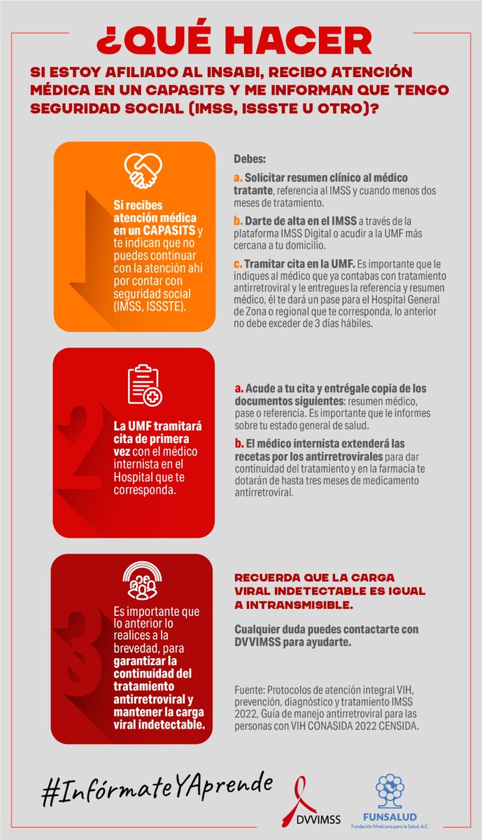 DVVIMSS's tweet photo. ¿Qué hacer cuando ingresas a algún trabajo donde te proporcionan seguro (IMSS)? ¡Aquí te decimos que hacer! #InformateYprende #IndetectableInstrasmisible #VIH https://t.co/9Nm3r4Akhq