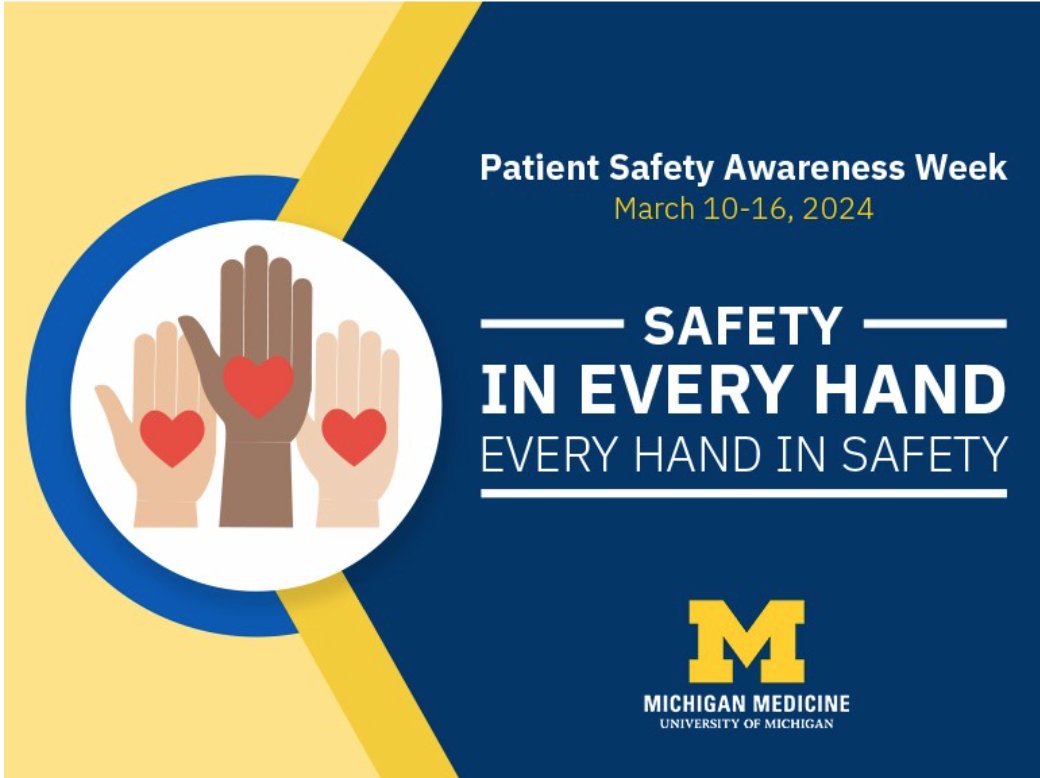 Happy Patient Safety Awareness Week! Each team member plays a critical role in ensuring safety for our patients.