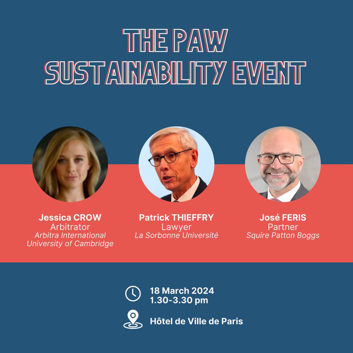 Jessica will be joined by Patrick Thieffry and José Ricardo Feris, who will be welcomed to discuss the issues of #sustainability in arbitration