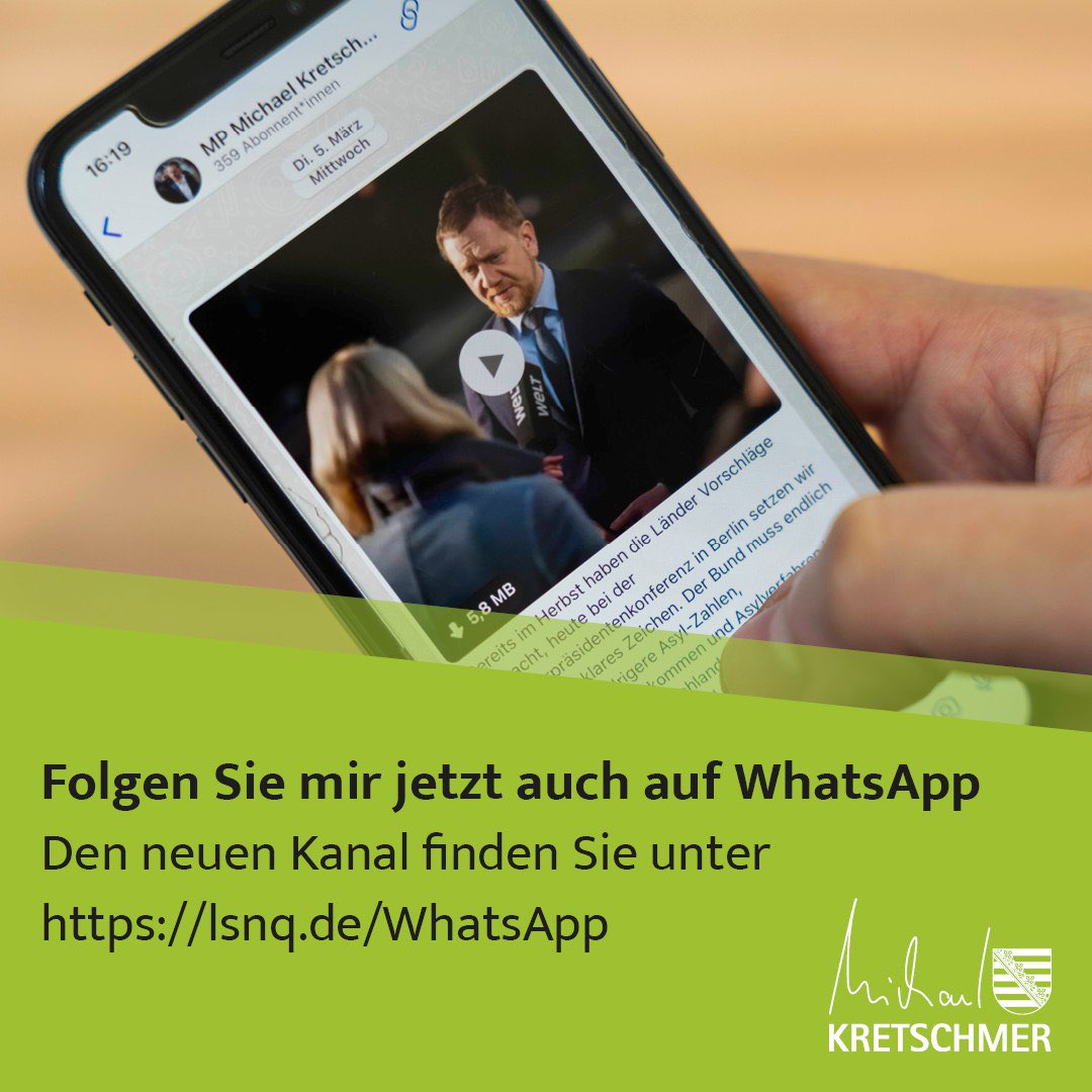 Aktuelles über die Landespolitik, über das, was wir jeden Tag machen und was ich als Ministerpräsident erlebe gibt es jetzt auch auf #WhatsApp: 👉 lsnq.de/WhatsApp