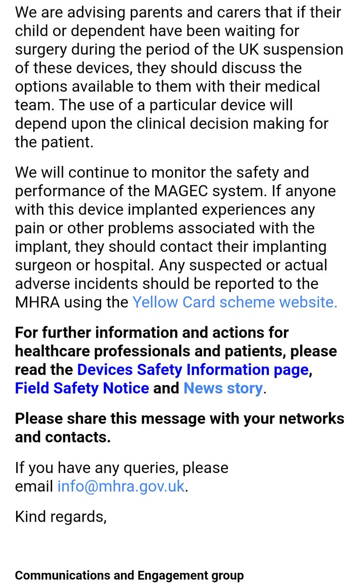 News on MAGEC X Rods approval from <a href="/MHRAgovuk/">MHRAgovuk</a> 
For patients , families &amp; Carers