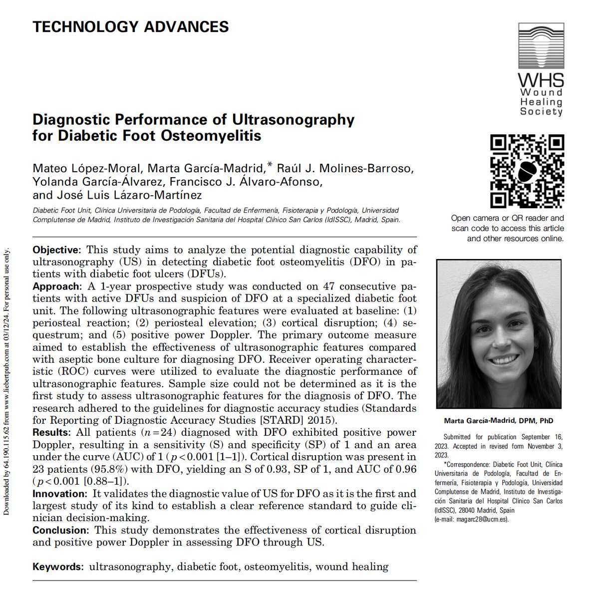 JosLuisLzaroMa1's tweet photo. Ya está publicado nuestro artículo sobre el diagnóstico de la Osteomielitis de Pie Diabético mediante ecografía. Please feel free to download in a open acess for the neto 30 days: https://t.co/pM5jpdnJSq https://t.co/XuUDdXxlKL