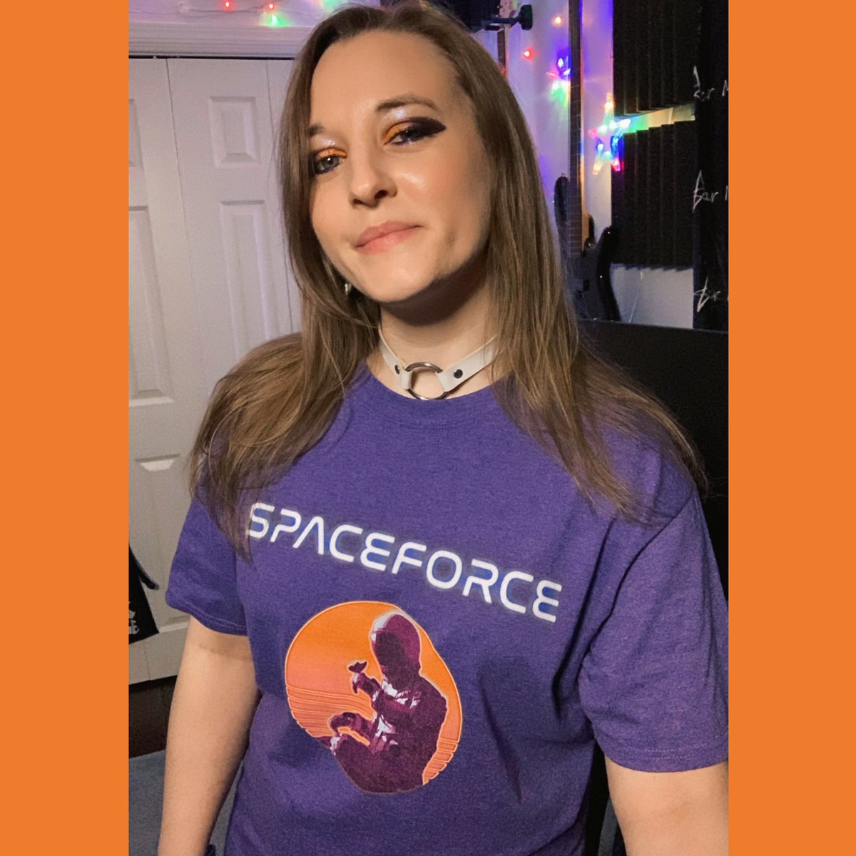 Rockin’ some @_SPACEFORCE1 merch 👩‍🚀💖

#bandshirt #merchandise #bandtees #spaceforce #synthwave #retrowave #newwave #popwave #retro #synthpop #retropop #spacewave #electronicmusic #pop #electronica #choker #concreteminerals #surrealmakeupcosmetics