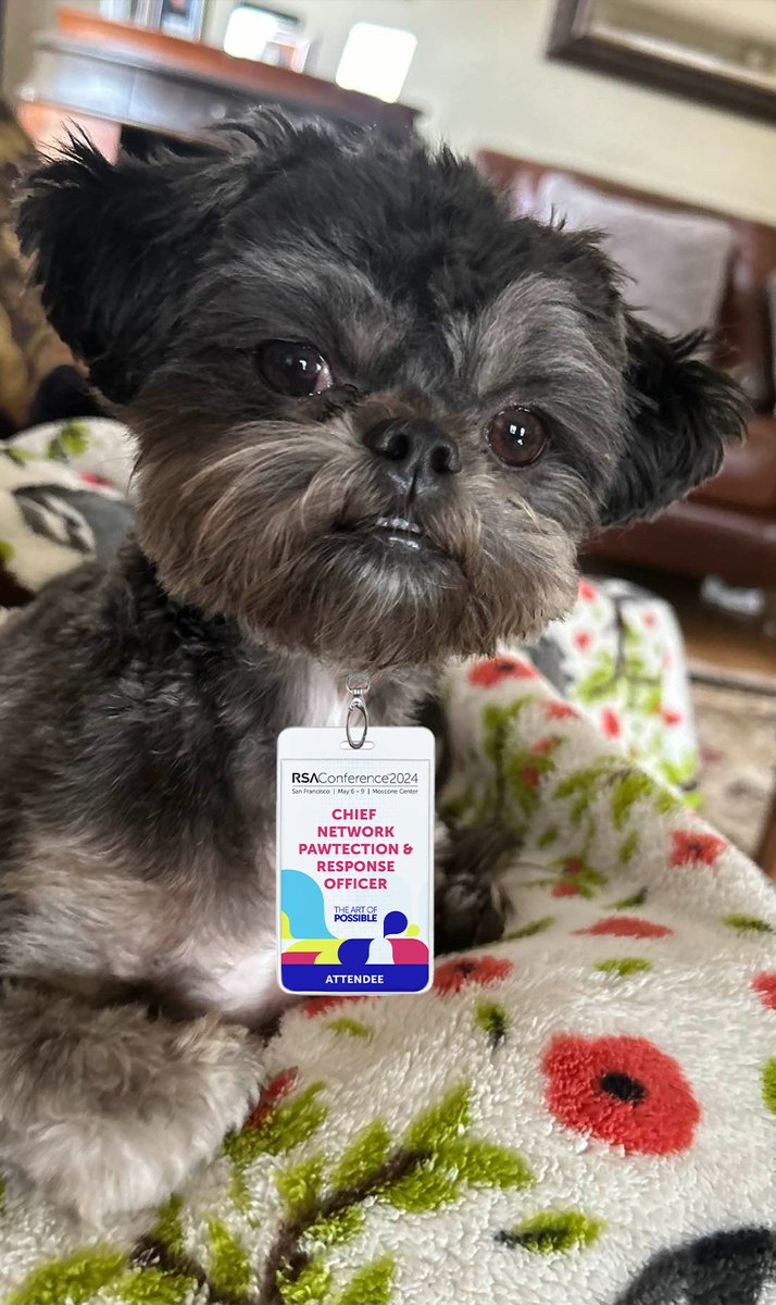 OneRSAC's tweet photo. You might not see this friend sitting in on sessions or Keynotes at #RSAC 2024, but we made this badge to honor their contribution to the industry nonetheless! #PetsofCyber #PetsofRSAC https://t.co/zBXeEGEvFZ