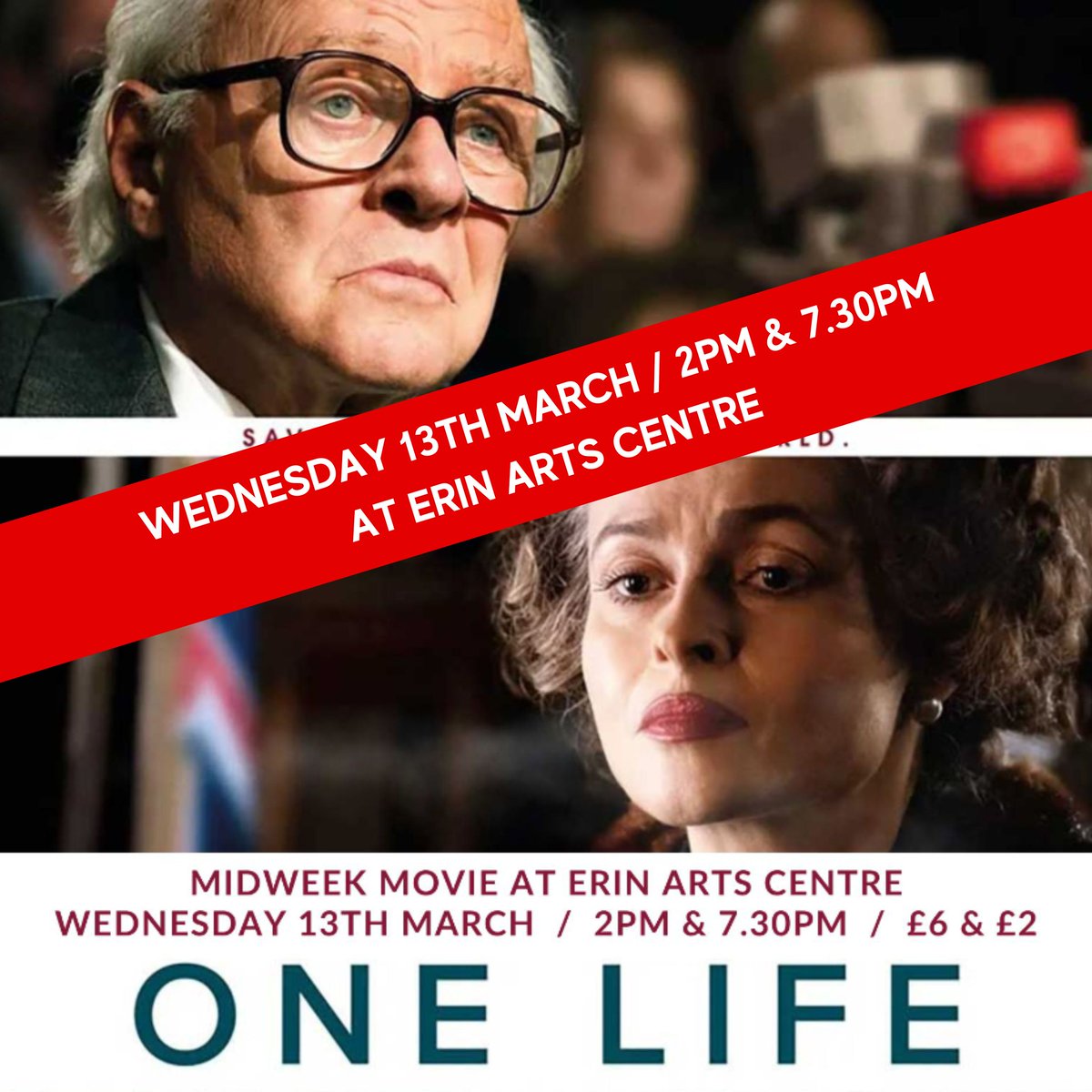 We're screening the incredible real-life story One Life this week - 2pm & 7.30pm screenings on Wed 13th March. Book online or buy tickets at the door: ticketsource.co.uk/erinartscentre #erinartscentre #porterin #isleofman #onelife #anthoynhopkins #helenabonhamcarter