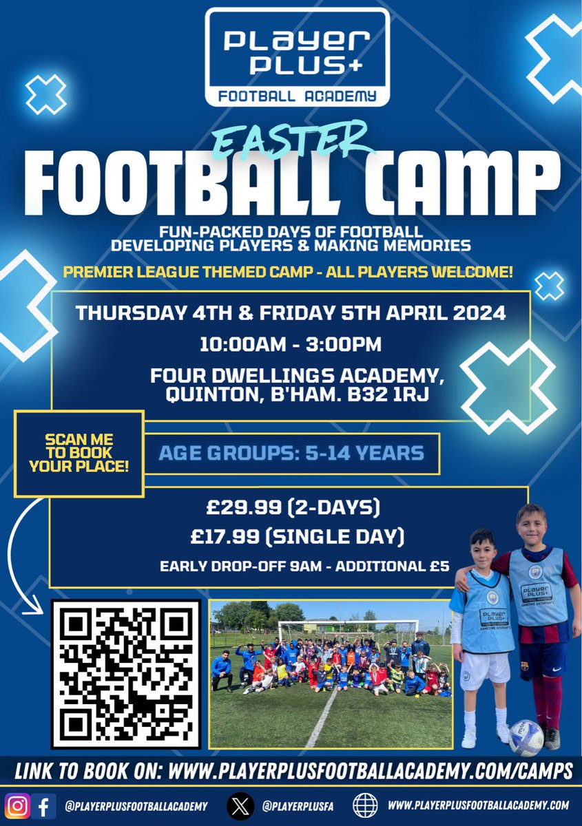 EASTER CAMP ⚽️ 

What are you waiting for? Reserve your place now…

🔗 TICKETS 👇
playerplusfootballacademy.com/camps 

BOOK NOW! 🎟️