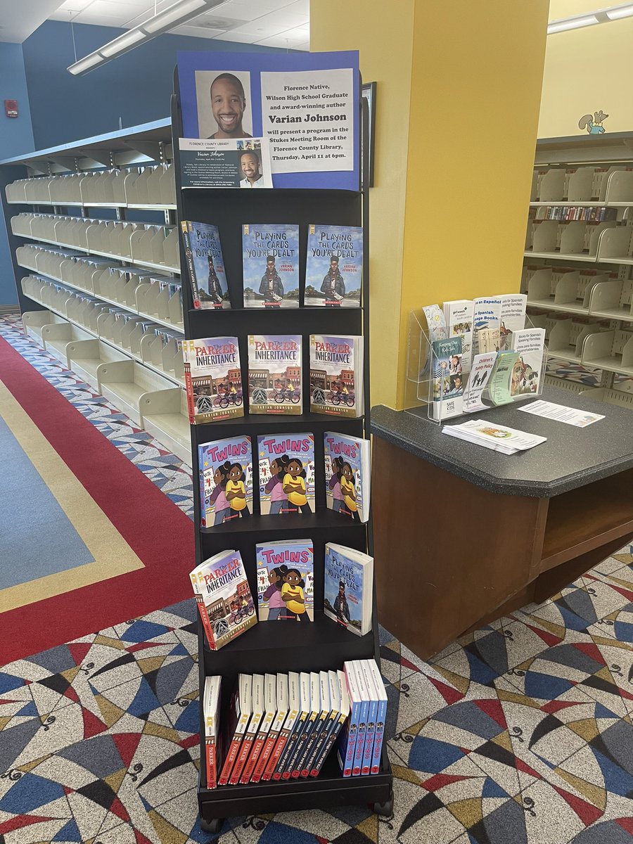 Celebrate National Library Week <a href="/FloCoLibrarySC/">Florence Co Library</a> with author <a href="/varianjohnson/">Varian Johnson</a>  on Thursday, April 11 @ 6:00 pm. Book signing to follow. Check out his books now. #readysetlibrary! <a href="/DeweyDFox/">Dewey D. Fox (Florence County Public Library)</a> <a href="/FCLSBookmobile/">FCLS Bookmobile</a>
