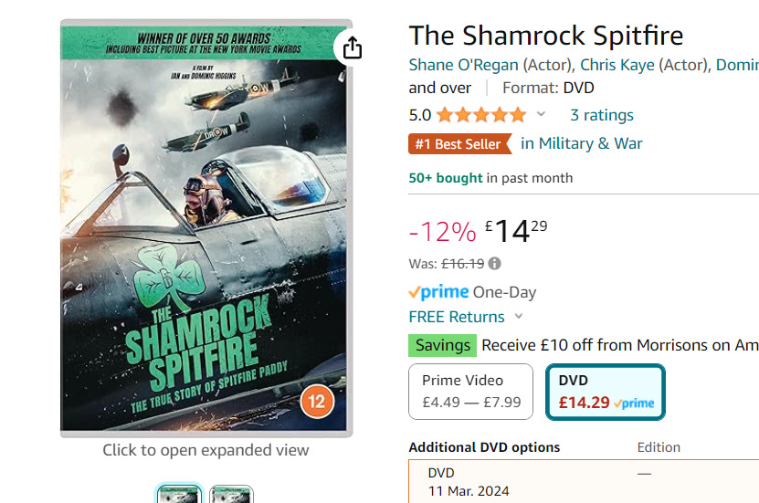 Pixel Revolution Films (@pixelrev) on Twitter photo The Shamrock Spitifre makes no 1 in Militray & War Best Sellers list on Amazon.
<a href="/nigeldaveyfilms/">NIGEL DAVEY Film Maker</a> <a href="/JohnDaw24019466/">John Dawson</a> <a href="/101FilmsInt/">101 Films International</a> <a href="/Amcomri_AMEN/">Amcomri Entertainment Inc.</a>
#bestseller #amazon #spitfire #spitfirepaddy The Shamrock Spitifre makes no 1 in Militray & War Best Sellers list on Amazon.
<a href="/nigeldaveyfilms/">NIGEL DAVEY Film Maker</a> <a href="/JohnDaw24019466/">John Dawson</a> <a href="/101FilmsInt/">101 Films International</a> <a href="/Amcomri_AMEN/">Amcomri Entertainment Inc.</a>
#bestseller #amazon #spitfire #spitfirepaddy