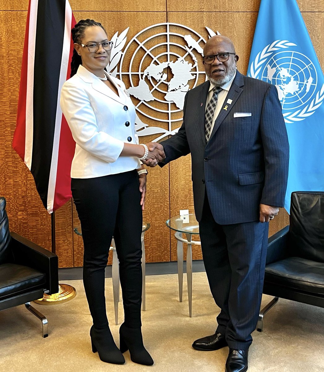 Delighted to meet H.E. Ayanna Webster Roy, Minister in the Office of the Prime Minister of Trinidad and Tobago responsible for Gender and Child Affairs. Commend 🇹🇹's priorities on gender equality, incl. the development of a national action plan for Women, Peace, and Security.