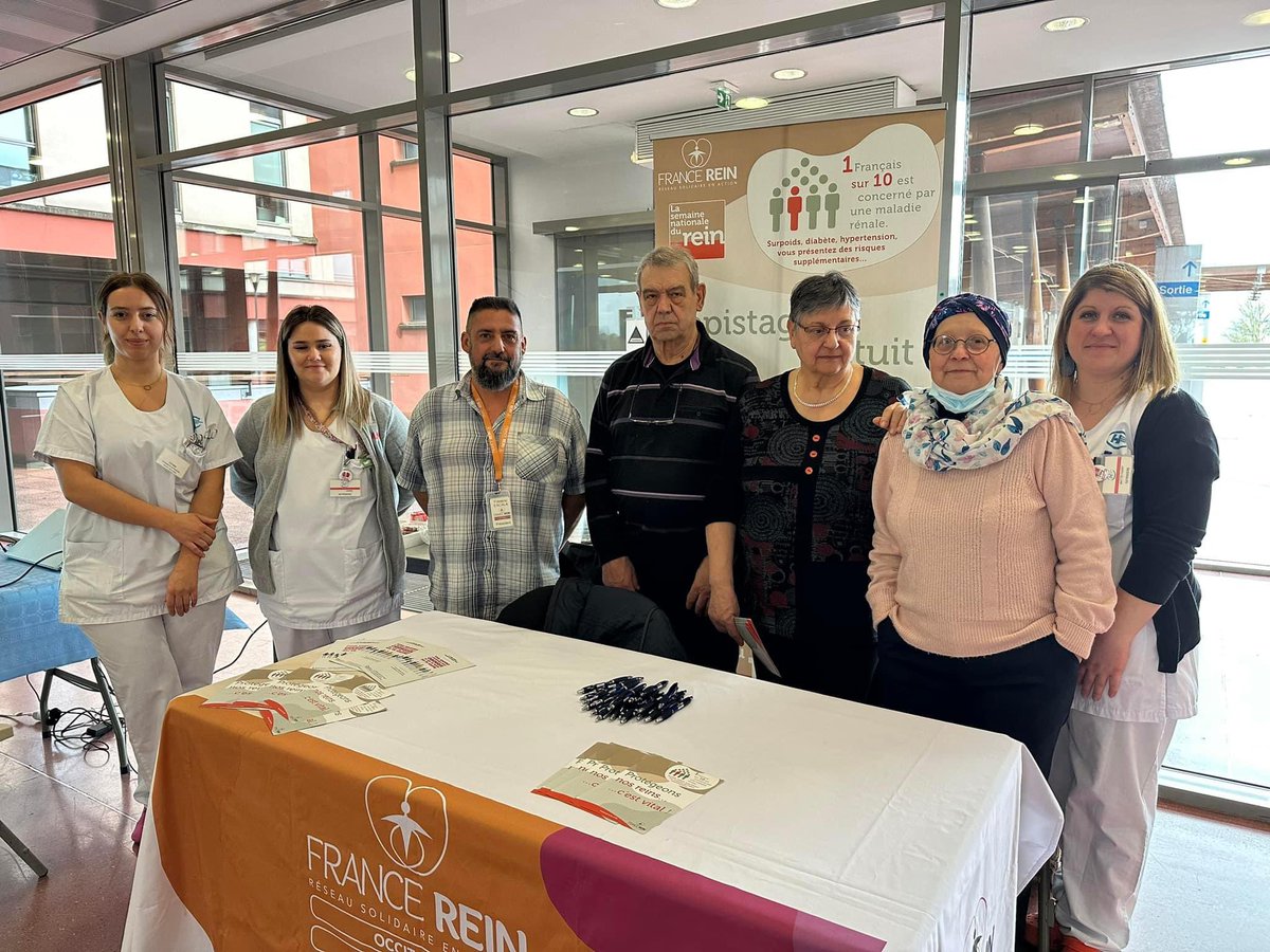 Journée de dépistage des maladies rénales au @CHRodez , organisée à l’occasion de la semaine du rein par l’équipe de néphrologie-dialyse, en partenariat avec @FranceRein. Plus de 120 personnes ont pu bénéficier du dépistage gratuit grâce aux professionnels et bénévoles,🙏à eux!