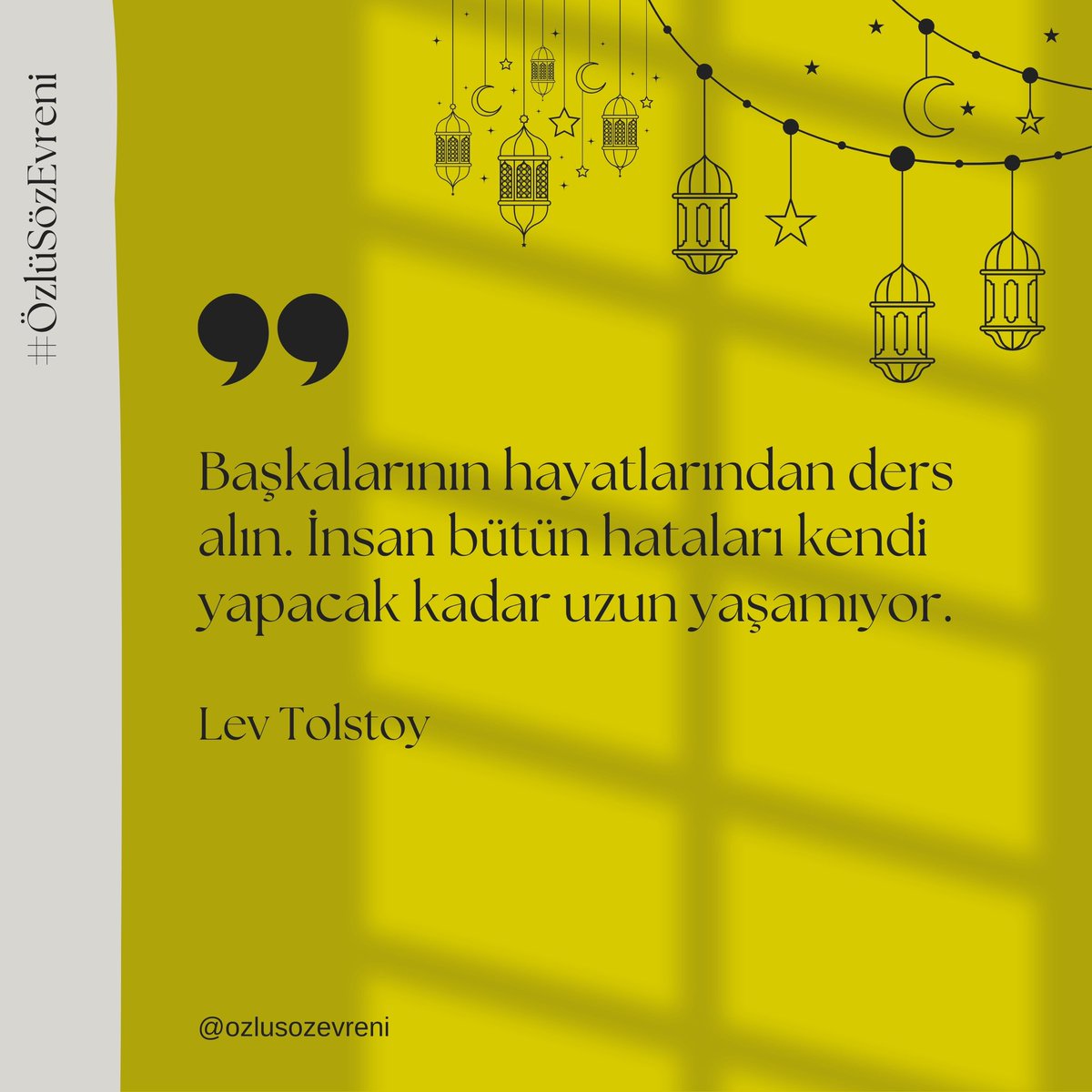 🎯 “Başkalarının hayatlarından ders alın. İnsan bütün hataları kendi yapacak kadar uzun yaşamıyor.“

Lev Tolstoy

#ÖzlüSözEvreni #özlüsözler #sözler #tolstoy