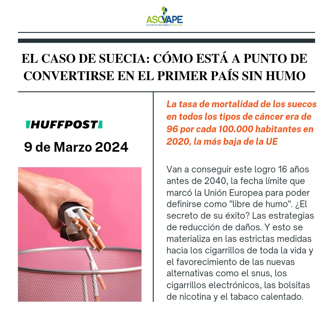¿Sabías que Suecia está a punto de convertirse en el primer país sin humo? En este interesante artículo, descubre cómo lo han logrado a través de políticas innovadoras y medidas pioneras en salud pública.  #SueciaSinHumo

 Artículo de <a href="/ElHuffPost/">El HuffPost</a>

huffingtonpost.es/life/salud/el-…