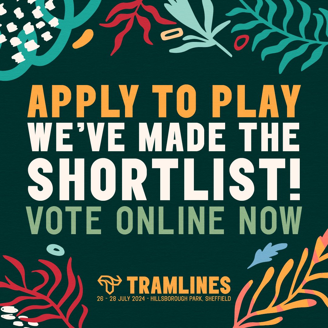 🚨 WE NEED YOU 🚨 Delighted to say we’ve been shortlisted for @tramlines, head to the link below to vote now! tramlines.org.uk/apply-to-play-… #tramlines #votenow