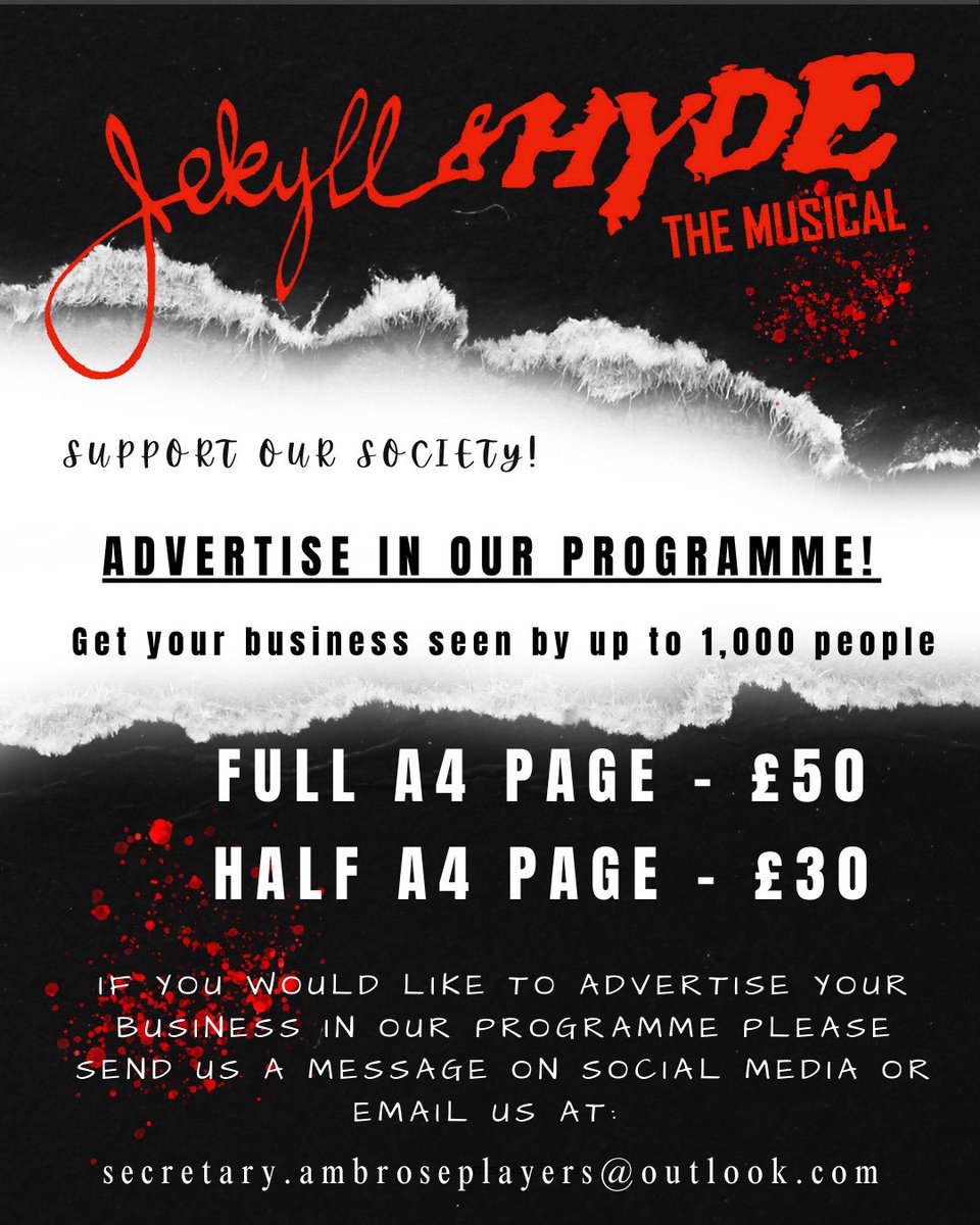 AmbrosePlayers's tweet photo. Interested in advertising in our next programme?  Details below! #leyland #southribble #farrington #stambroseplayers https://t.co/Bs3SuhdxUS