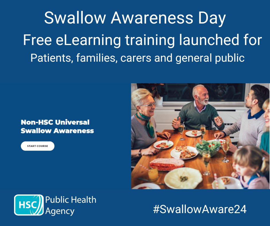 Today is #SwallowAwarenessDay People with swallowing difficulties or ‘dysphagia’, have problems eating, drinking, swallowing. PHA has launched an eLearning resource in partnership with #ClinicalEducationCentre Available at pha.site/eLearning More @ pha.site/Dysphagia