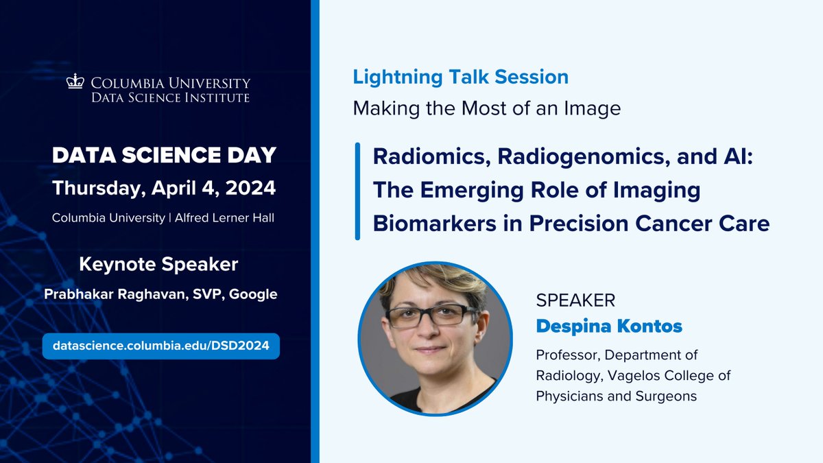 Excited to be giving a talk at the #DataScience Day of the @DataSciColumbia on April 4th on #imaging #datascience & #AI in #Radiology and #MedicalImaging. Register for this amazing event to hear from leaders in the field! @columbiaimaging @ColumbiaDBMI @ColumbiaBME @ColumbiaPS