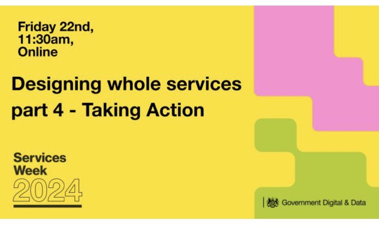 I’ll be talking at  #ServicesWeek on Friday the 22nd, probably for the very last time about the services work at Defra 😞

More details and sign up here - cddo.blog.gov.uk/2024/02/28/ser…