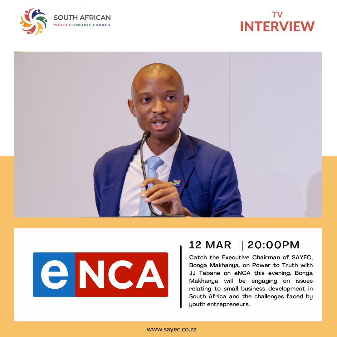 [MEDIA INTERVIEW: SMALL BUSINESS DEVELOPMENT] Tune into @eNCA as @BongaOfficial joins @JJTabane to engage on small business development in SA🇿🇦