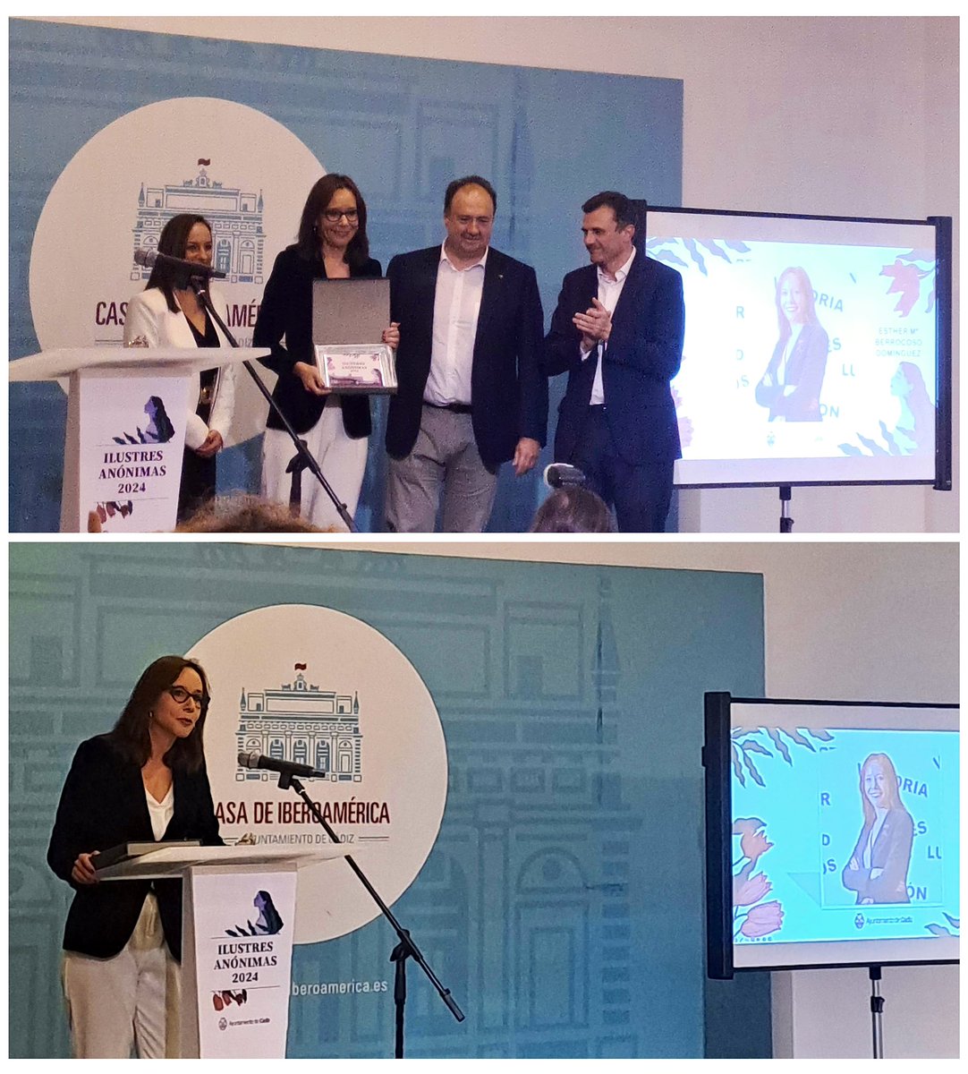 🎖️Hoy se celebra “Ilustres Anónimas” <a href="/Cadiz_es/">Ayuntamiento de Cádiz</a> <a href="/mujer_cadiz/">FUNDACIÓN DE LA MUJER CÁDIZ</a> rindiendo homenaje a mujeres 🚺 cuya trayectoria y trabajo enriquecen a la sociedad gaditana. Entre las homenajeadas se encuentra Esther Berrocoso por su labor de investigación en Cádiz <a href="/univcadiz/">Universidad de Cádiz</a> <a href="/INiBICA_IIS/">INiBICA</a> @CIBER_SAM