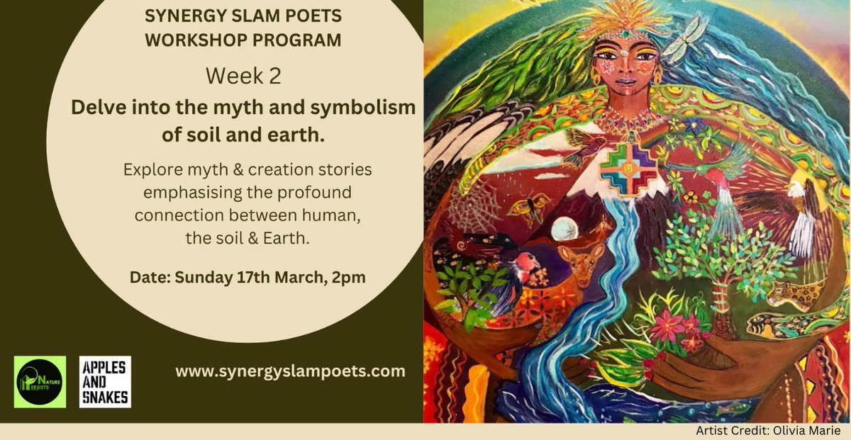 I really enjoyed delivering Sunday's Synergy Slam Poets workshop. This week I'm curating and devising the next workshop on the myth and symbology of soil and Earth. 🌿🌍 For More Details: synergyslampoets.com