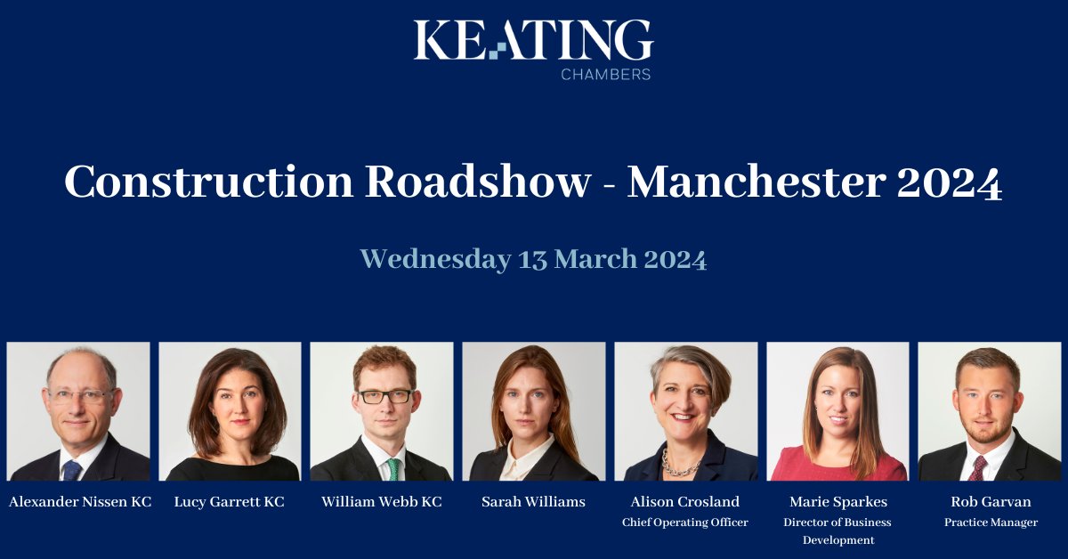 Keating Chambers is hosting a construction seminar tomorrow in Manchester. The seminar is led by experts in the field, and it will provide in-depth analysis across a number of topics within the construction industry. You can find out more on our website: lnkd.in/eG_UT-NP