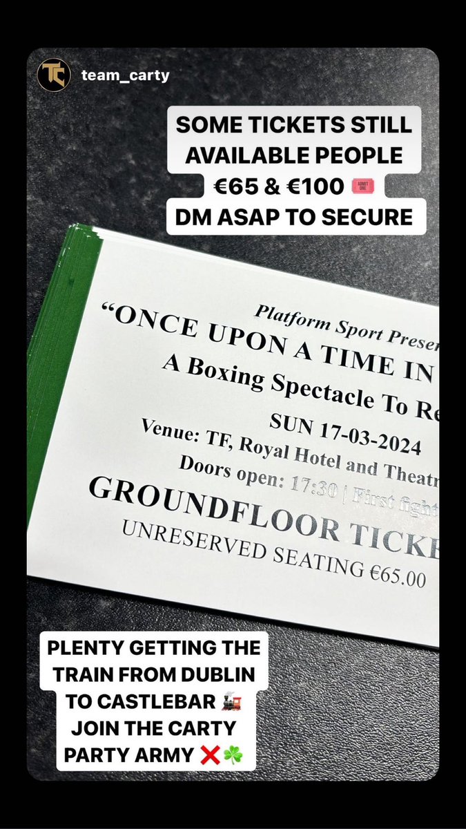 Fighting this Sunday in Mayo let me know if you need a tickets last few available🤝🏻